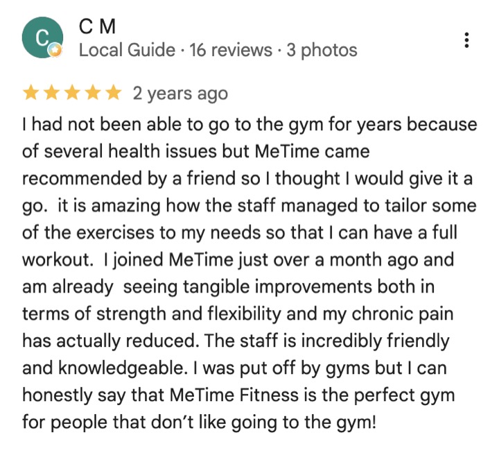 MeTime Fitness member review 5
